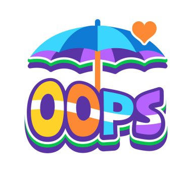 Klasik Y2K havalı operasyon etiketi ya da funky patch. Retro havalı vektör etiketi, antika nostaljik çıkartma. Şemsiyeli ve komik renkli tipografili Y2K 90 'lar etiketi