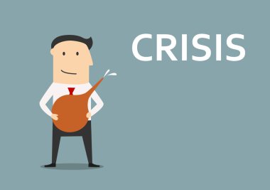 Businessman cleans out business from crisis
