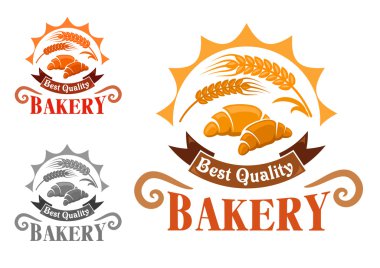 Bakery shop emblem with french croissants