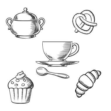 Breakfast with coffee and pastry desserts