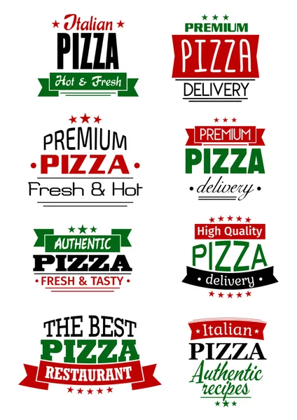 Encabezados de pizza italianos, pancartas y etiquetas — Vector de stock