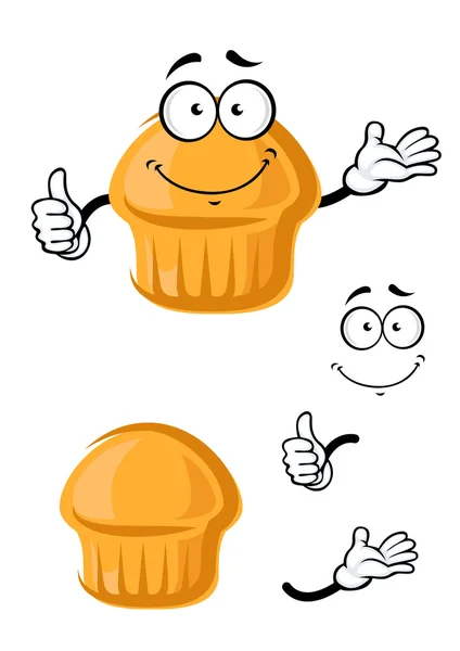 Muffin dulce de dibujos animados con el pulgar hacia arriba — Archivo Imágenes Vectoriales