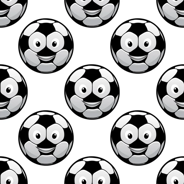 Smiling football balls seamless pattern — Stok Vektör