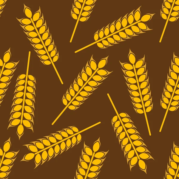 Yellow wheat ears seamless pattern — Stock Vector