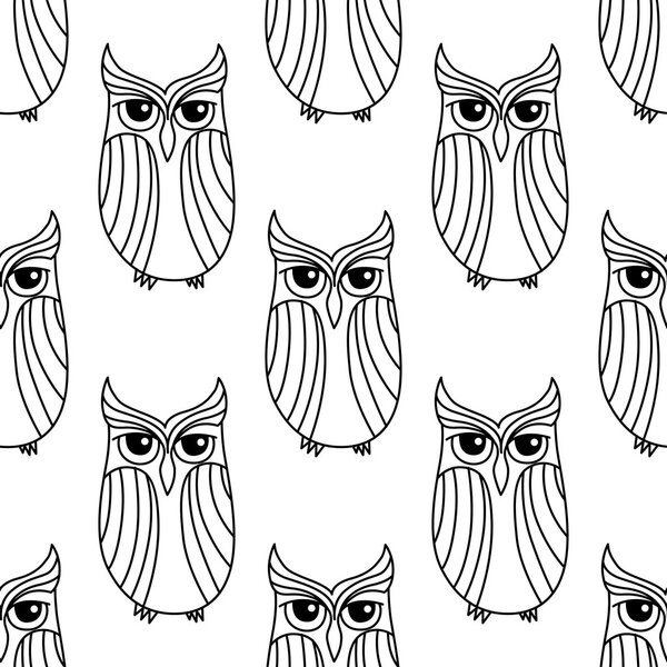 Eagle owls seamless pattern background