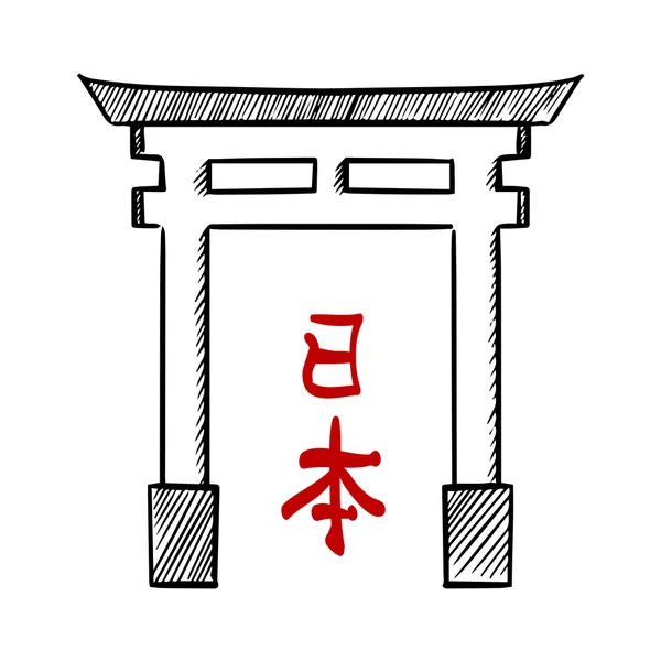 Esbozo torii puerta tradicional japonesa — Archivo Imágenes Vectoriales