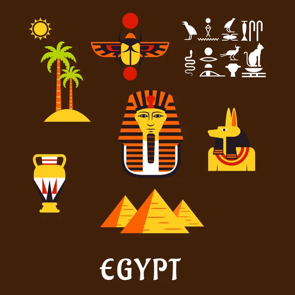 Voyage en Egypte et icônes de la culture ancienne — Image vectorielle