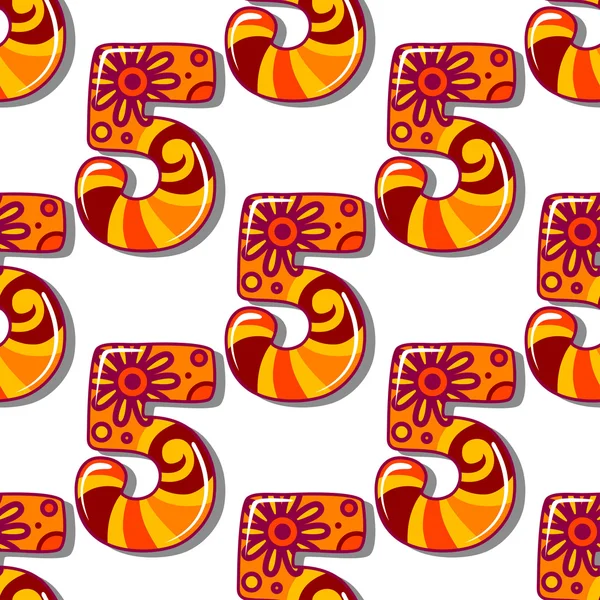 Childish seamless pattern with number five — Wektor stockowy