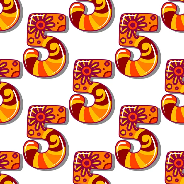 Childish seamless pattern with number five — Stockový vektor