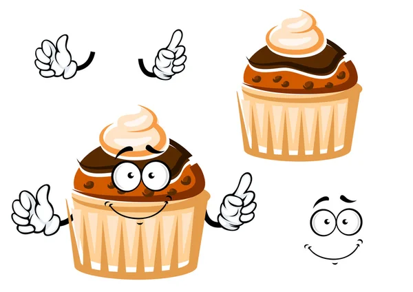 Muffin with chocolate glaze and cream — ストックベクタ