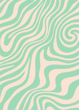 Dalgalı yeşil çizgi modelimsi desen veya duvar kağıdı. Dalgalı çizgi harika iz, bozuk spiral retro desen. Garip funky arkaplan