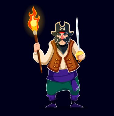 Yanan meşale ve keskin kılıçlı sert korsan çizgi film karakteri. Corsair 'in kalın siyah bıyığı, kahverengi yeleği ve mor kuşağı vardır. Tehlike arz eden gemi bataklığı denizcisi, sakallı parlamento üyesi.