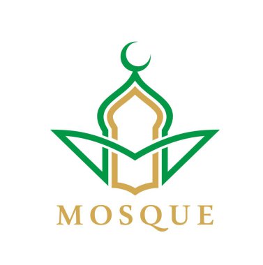 Islamic muslim mosque abstract icon or emblem. Islam religion graphic label, Islamic culture vector symbol. Muslim Quran icon or Arab religious center abstract emblem with graphic abstract mosque dome