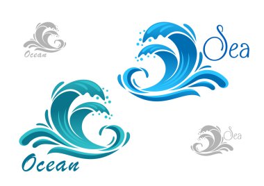 Su sıçratan mavi deniz dalgaları simgesi