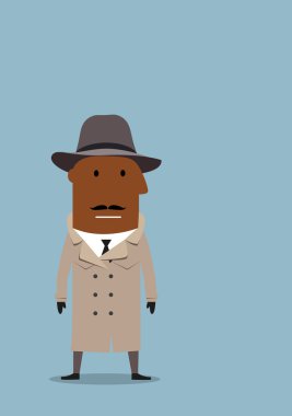 Detective man or spy agent in coat and hat