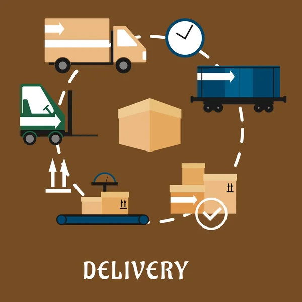 Delivery, shipping and logistics flat icons — Stockový vektor