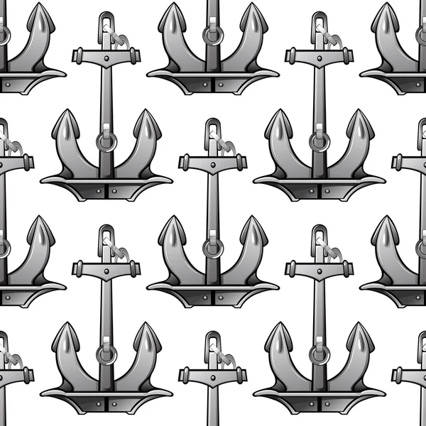 Nautical stockless anchors seamless pattern — Stock Vector