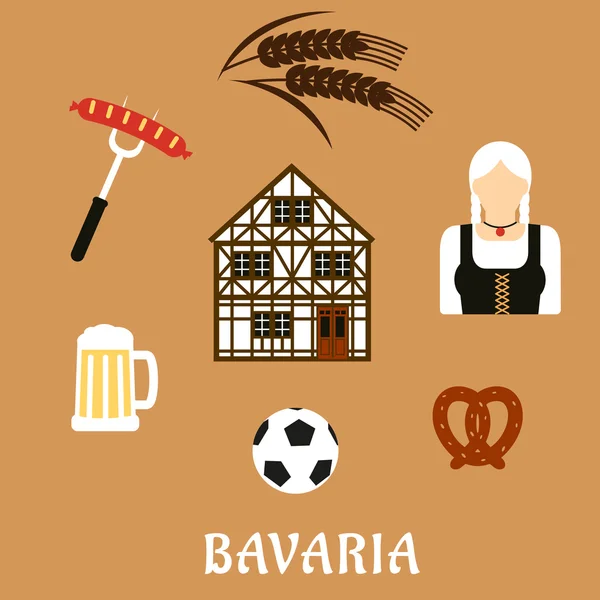 Bavaria travel and objects flat icons — Stok Vektör