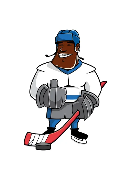 Cartoon ice hockey player with thumb up — 스톡 벡터