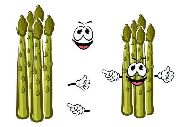 Pousses vert dessin animé d'asperges — Image vectorielle