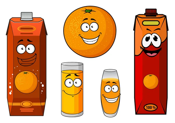 Cartoon fresh orange juice and fruit — Stockový vektor