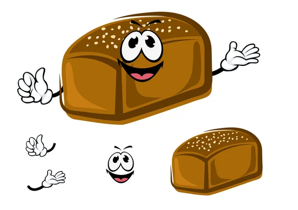 Cartoon healthy dark rye bread character — Διανυσματικό Αρχείο