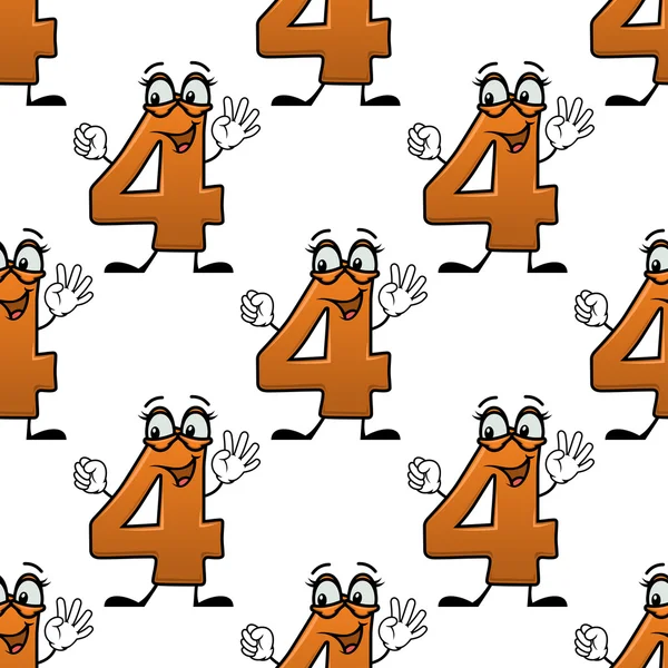 Seamless pattern with cartoon numbers four — 图库矢量图片