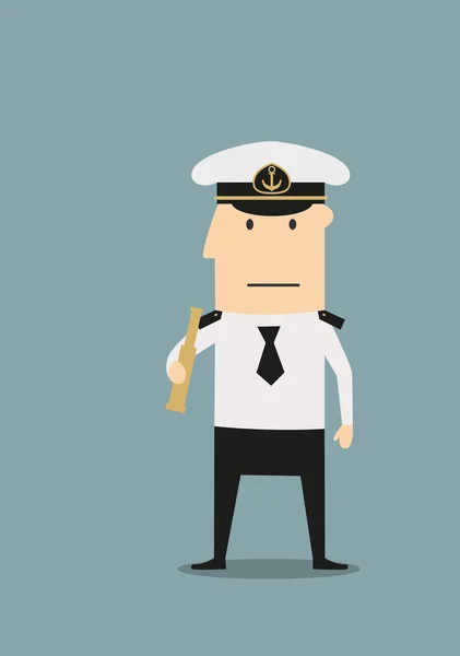 Sea captain in uniform with spyglass — 图库矢量图片