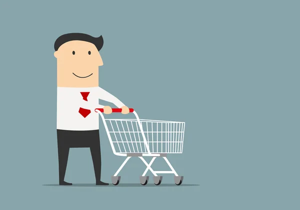 Businessman with empty shopping cart — Wektor stockowy