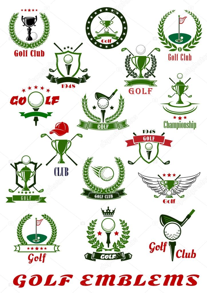 Golf sport icons and symbols set