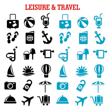 Travel and leisure flat icons set