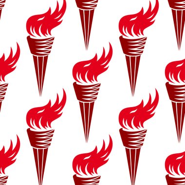 Seamless pattern of red burning torches