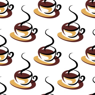 Seamless pattern of coffee cups with steam