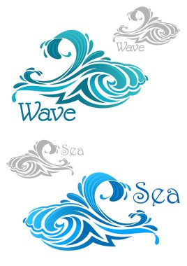 Blue and teal ocean waves icons