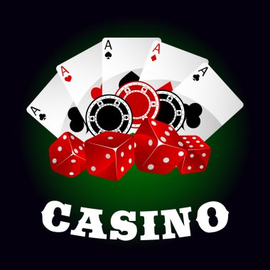 Casino icon with dice, chips and poker aces