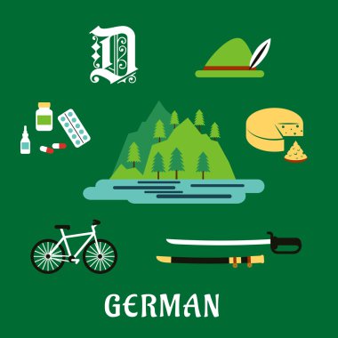 German culture and history flat icons