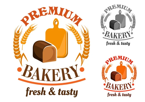 Bakery shop emblem with rye bread loaf — Stock vektor