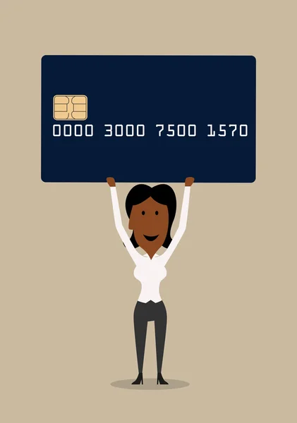 Feliz mujer de negocios con tarjeta de crédito — Vector de stock