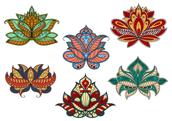 Paisley flowers with indian ethnic ornaments — Stock Vector