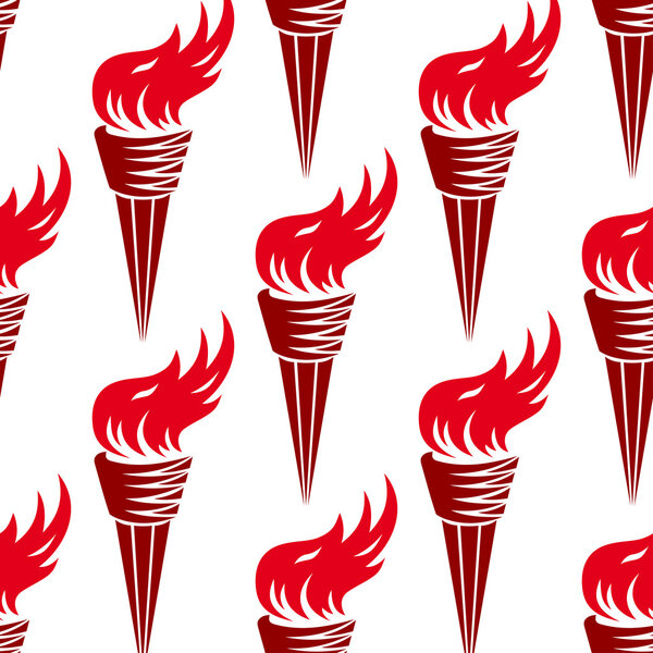 Бесшовный рисунок красных горящих факелов
