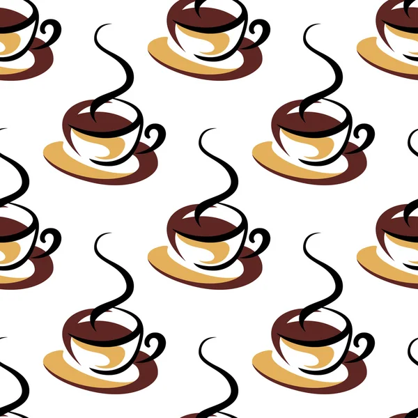 Seamless pattern of coffee cups with steam — ストックベクタ