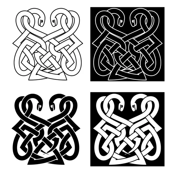 Ornement celtique avec deux serpents entrelacés — Image vectorielle