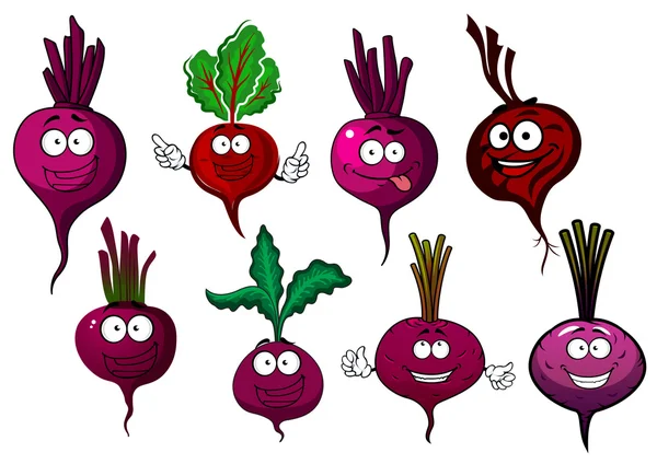 Cartoon isolated purple beet vegetables — Stock Vector