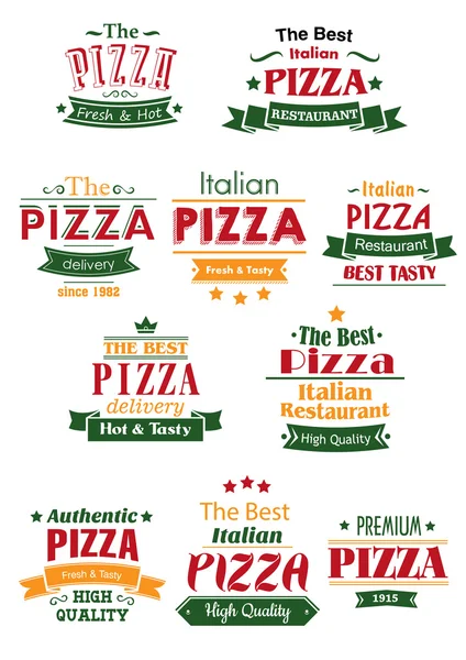 Tasty pizza headers and signboards set — Stock Vector