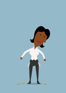 Sad businesswoman with empty pockets