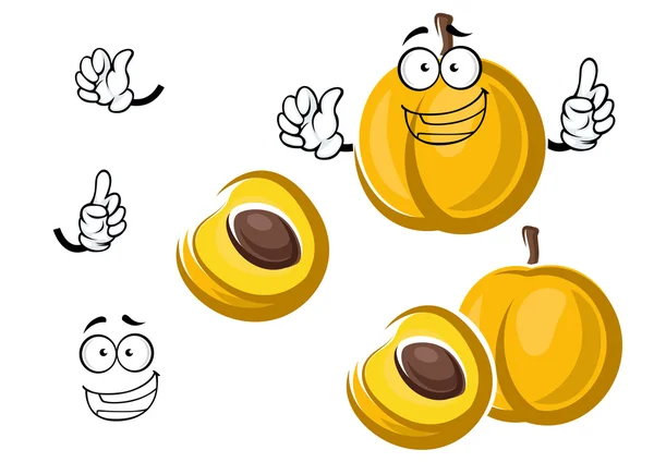 Cartoon sweet yellow apricot fruit character — Stockvector