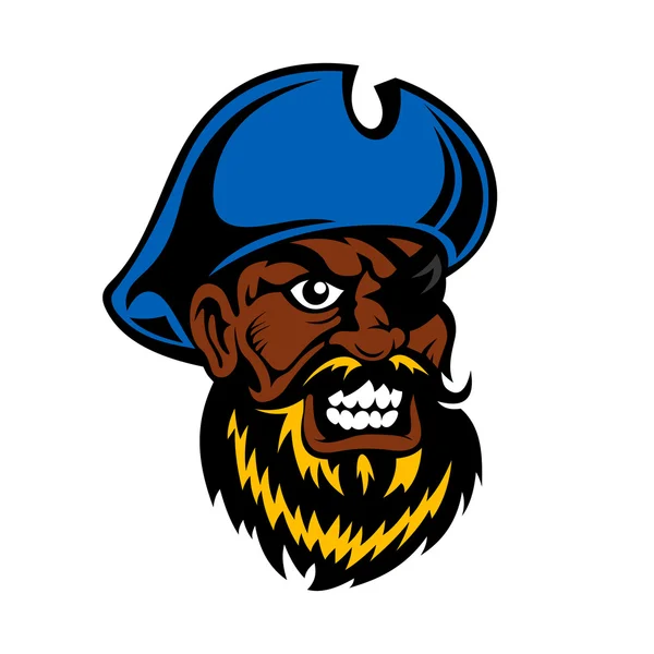 Angry cartoon pirate captain with eye patch — Stock vektor