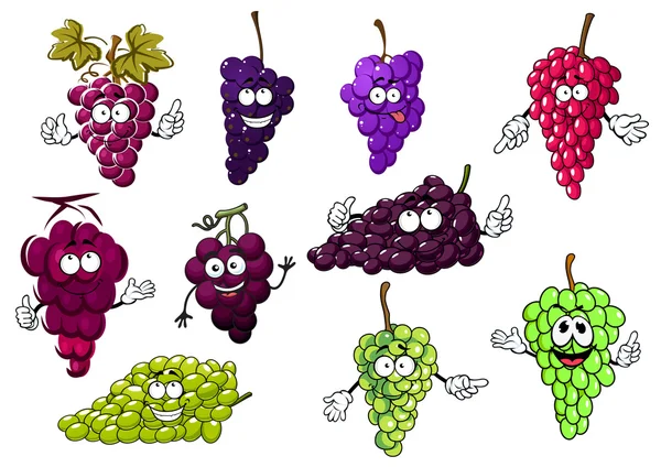 Fruits de raisin doux violet, vert et rouge — Image vectorielle