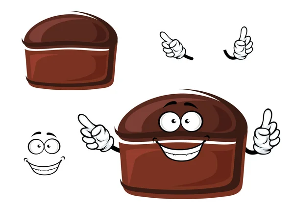 Cartoon brown homemade rye bread character — Stok Vektör