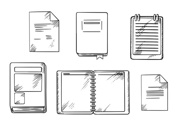 Book, notebook, notepad and diary sketches — Stockvector